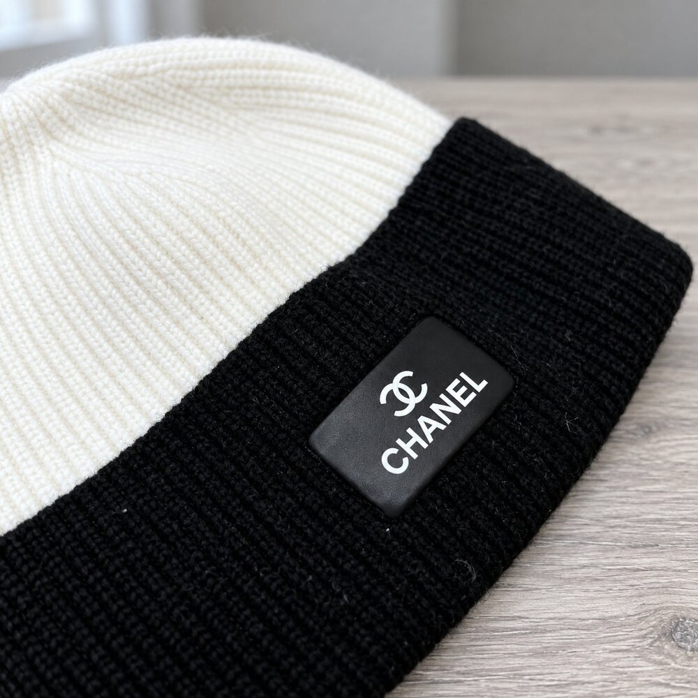 CHANEL Two-Tone Logo Patch Beanie - Picture 5 of 6
